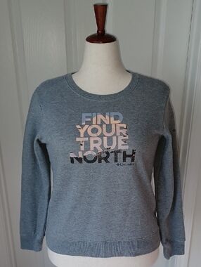 Columbia Grey Crewneck Sweatshirt  'Find Your True North' Graphic Large
